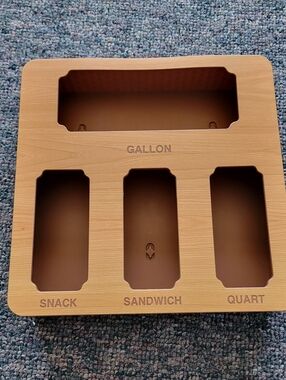 Bamboo-Look Multi-Compartment Plastic Zip Bag Organizer - Brown